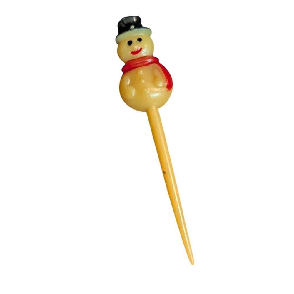 Vintage Christmas Snowman Plastic Hors‎ Doeuvre Pick